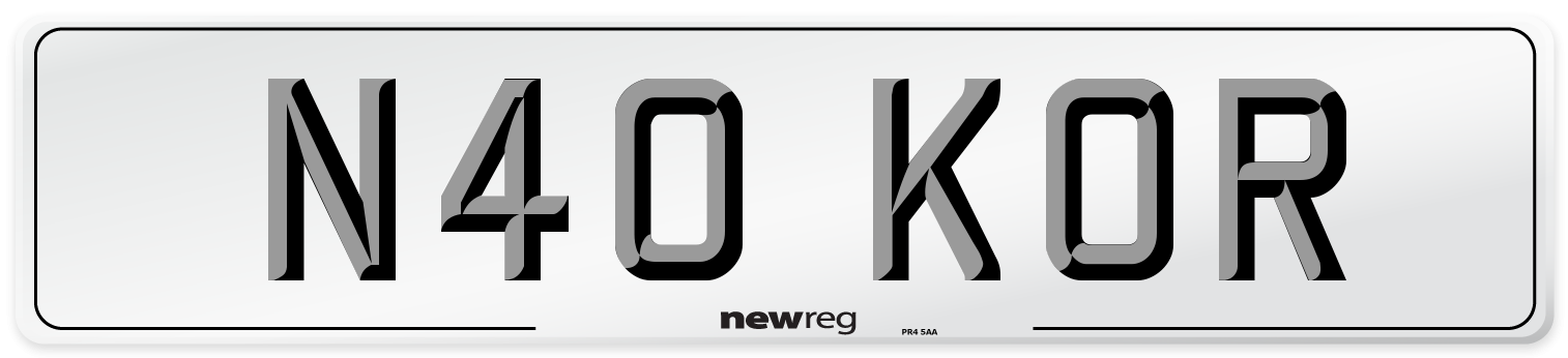 N40 KOR Number Plate from New Reg